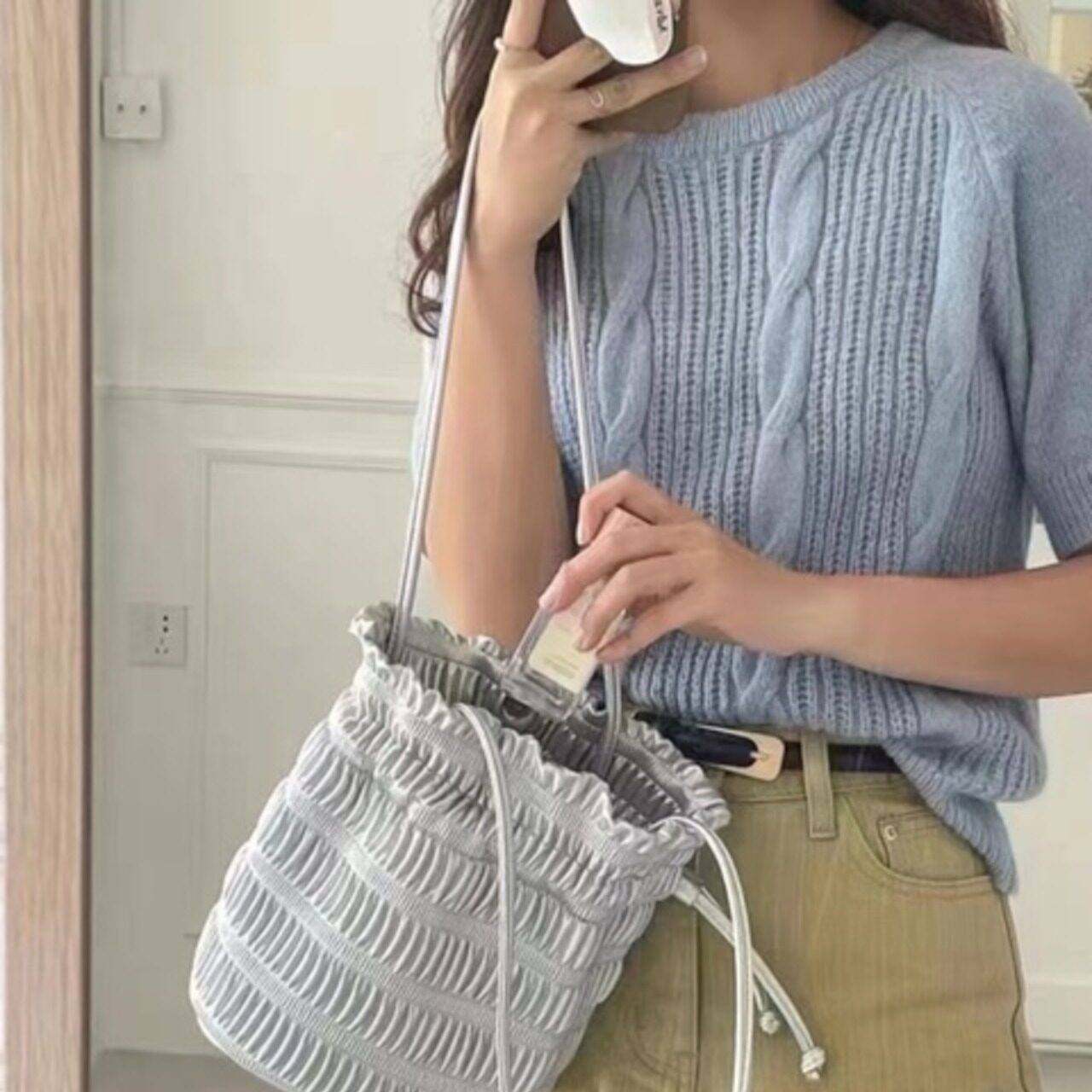 骨格ウェーブ シャーリングショルダーバッグ