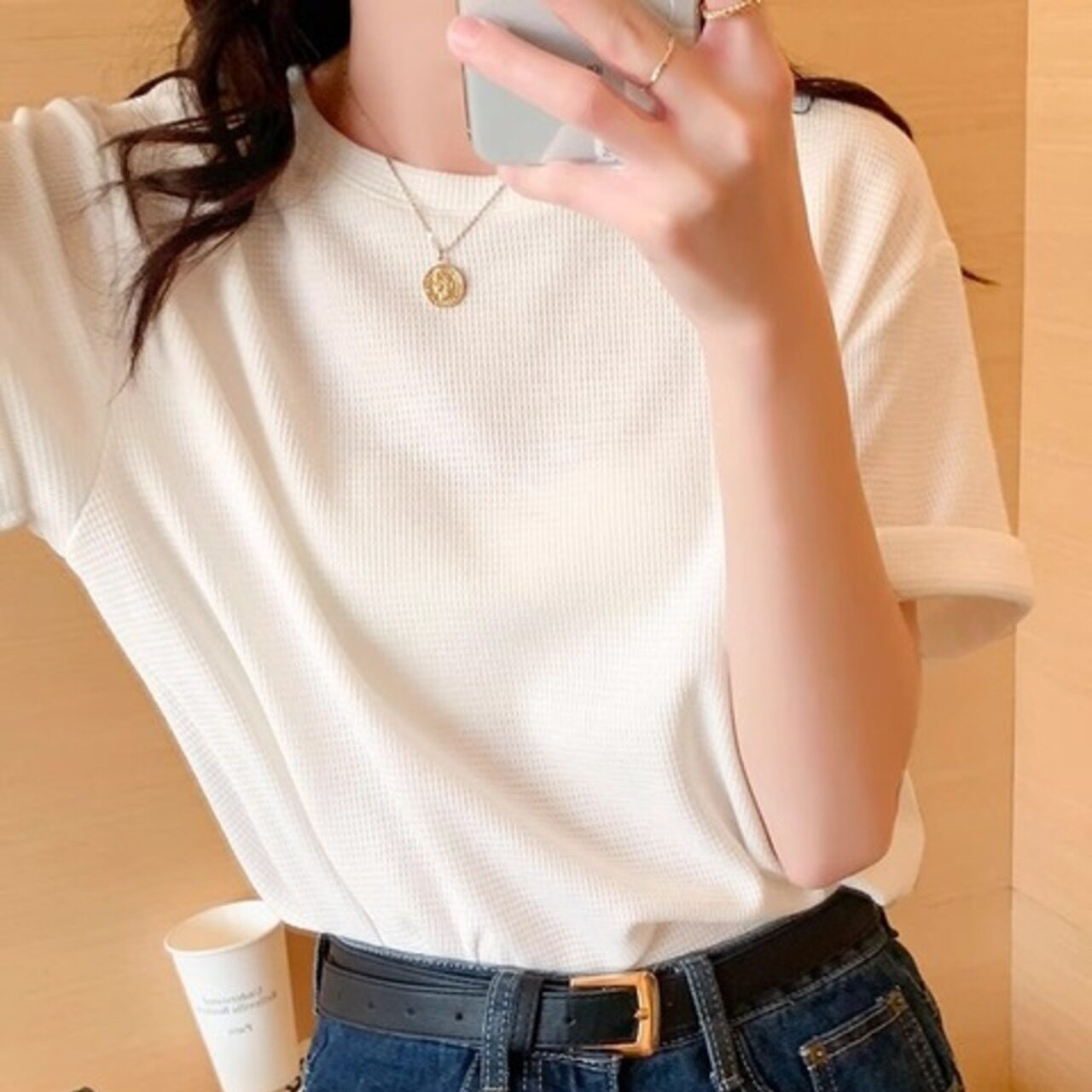 骨格ウェーブ シンプルTシャツ