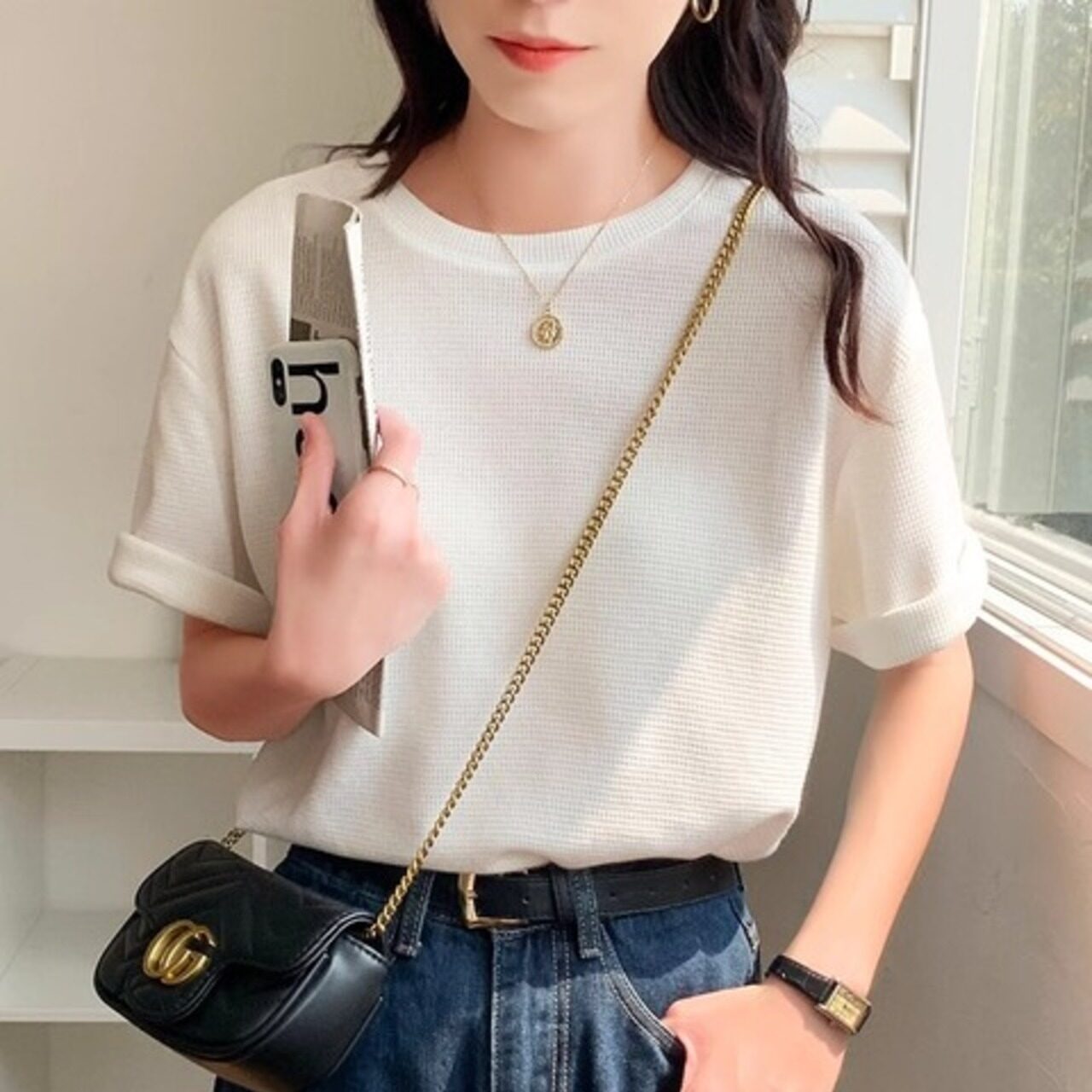 骨格ウェーブ シンプルTシャツ