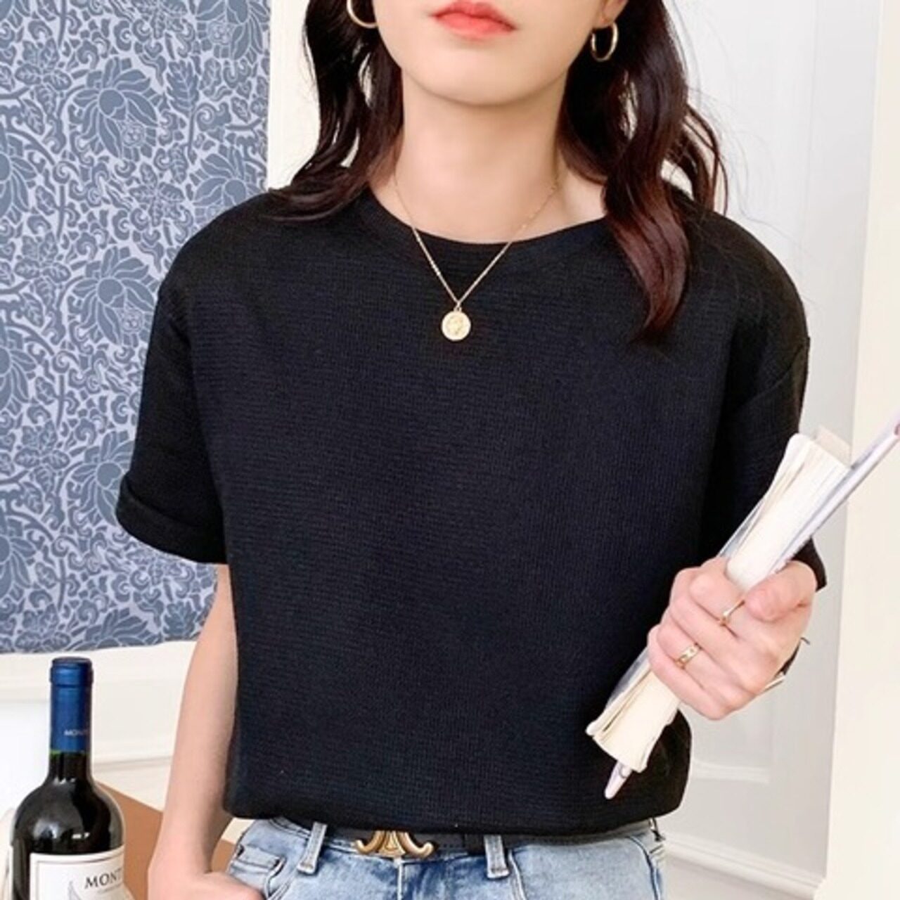 骨格ウェーブ シンプルTシャツ