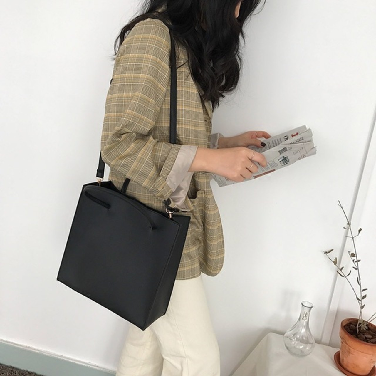 骨格ウェーブ スクエア2wayバッグ