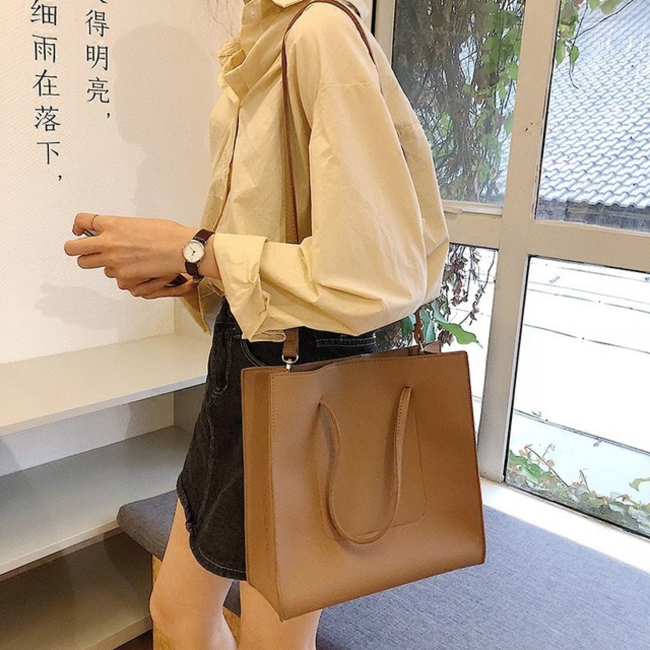 骨格ウェーブ スクエア2wayバッグ