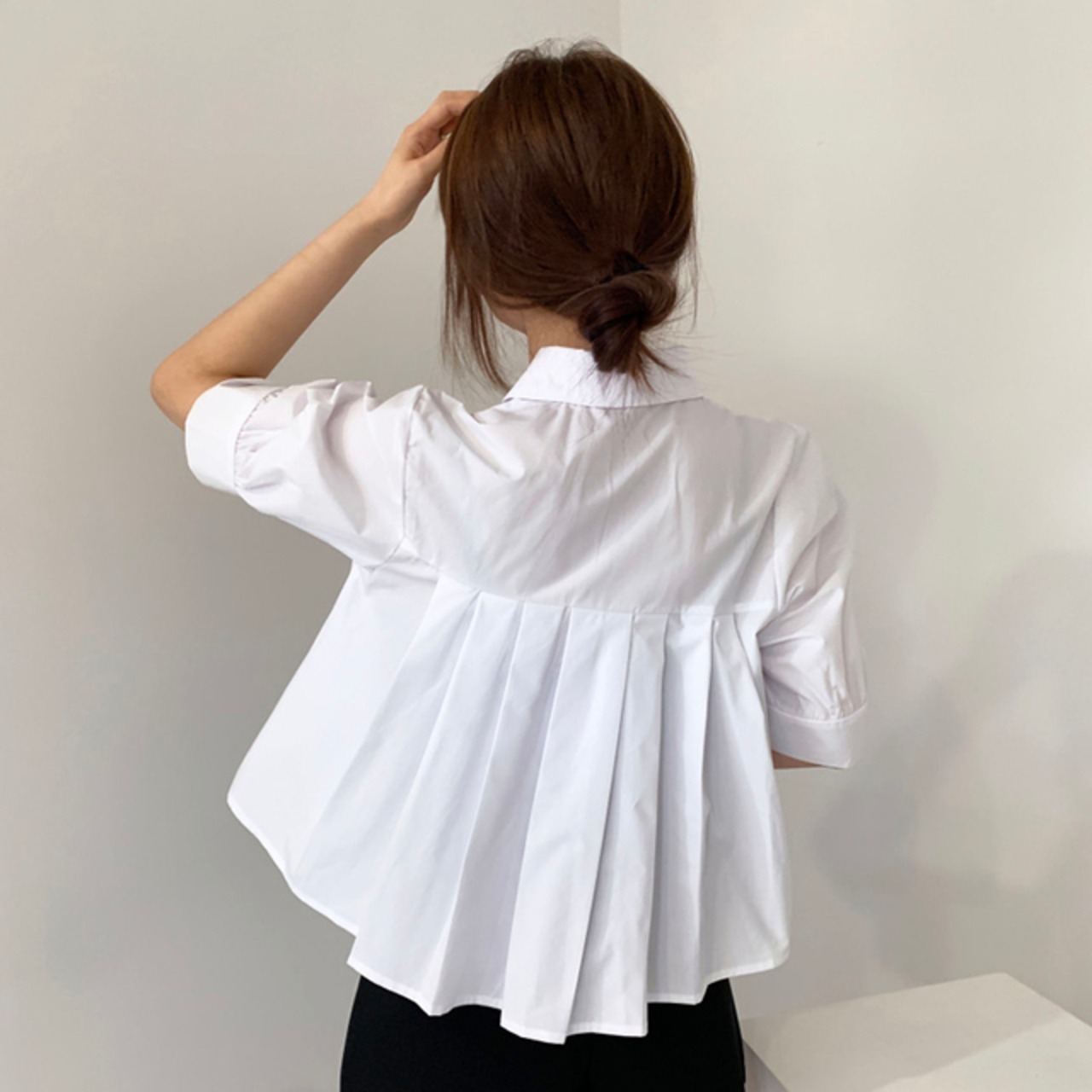骨格ウェーブ バックプリーツシャツ