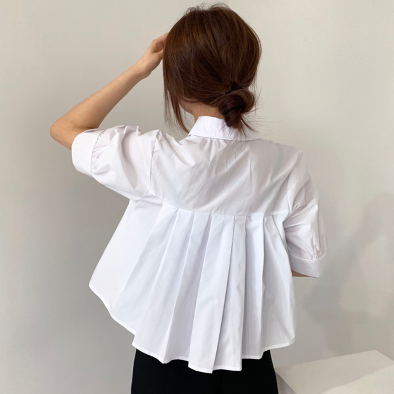 骨格ウェーブ バックプリーツシャツ