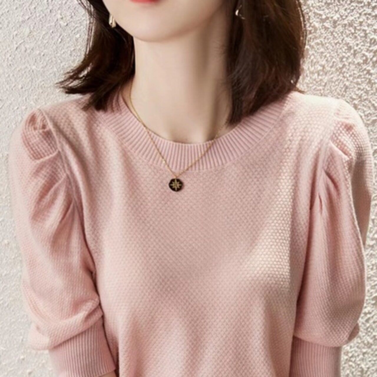 骨格ウェーブ パフスリーブTシャツ