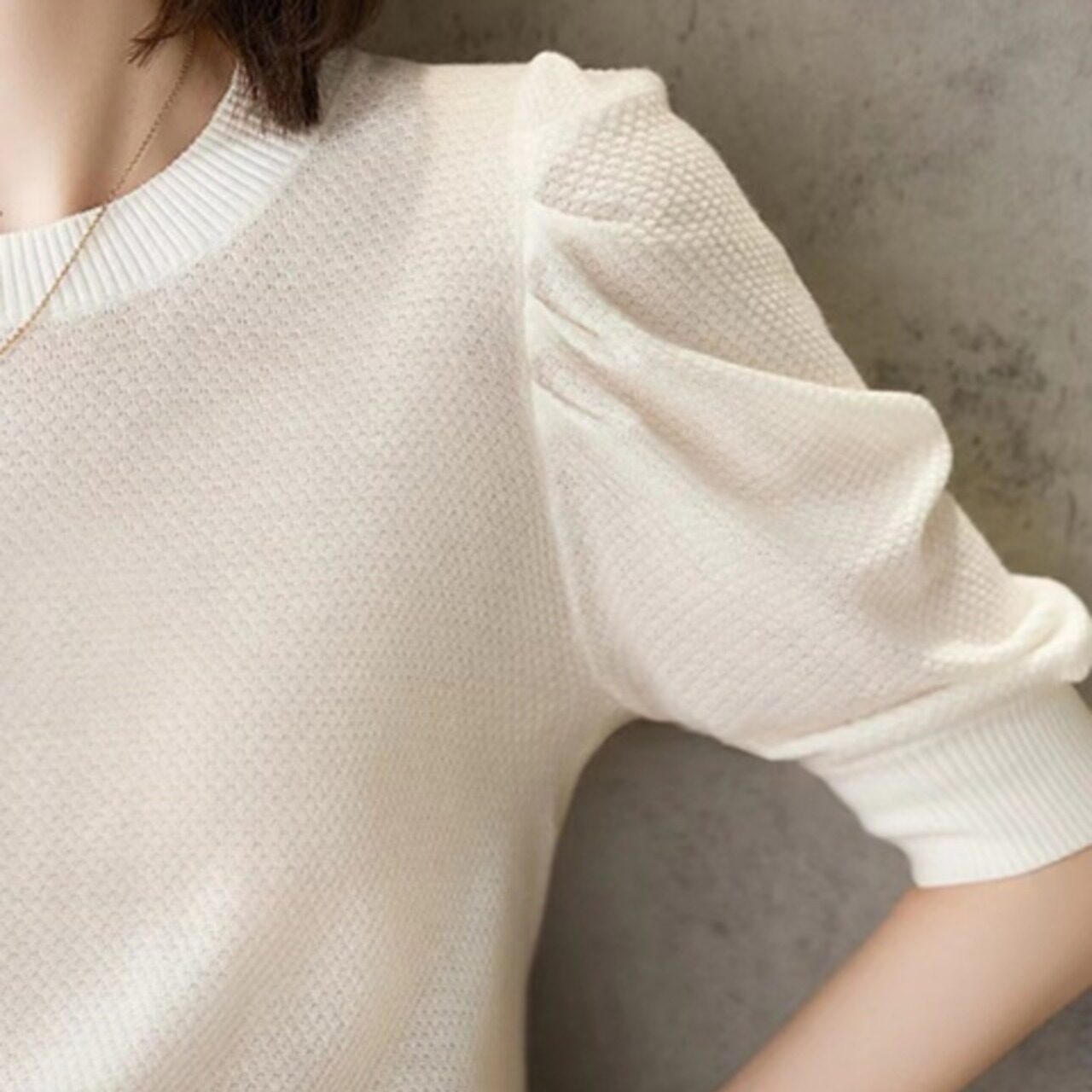 骨格ウェーブ パフスリーブTシャツ