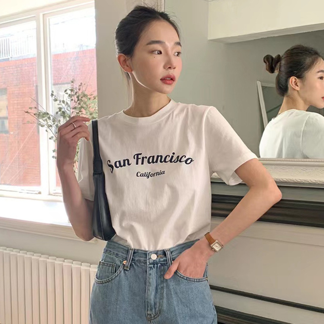 骨格ウェーブ プリントTシャツ