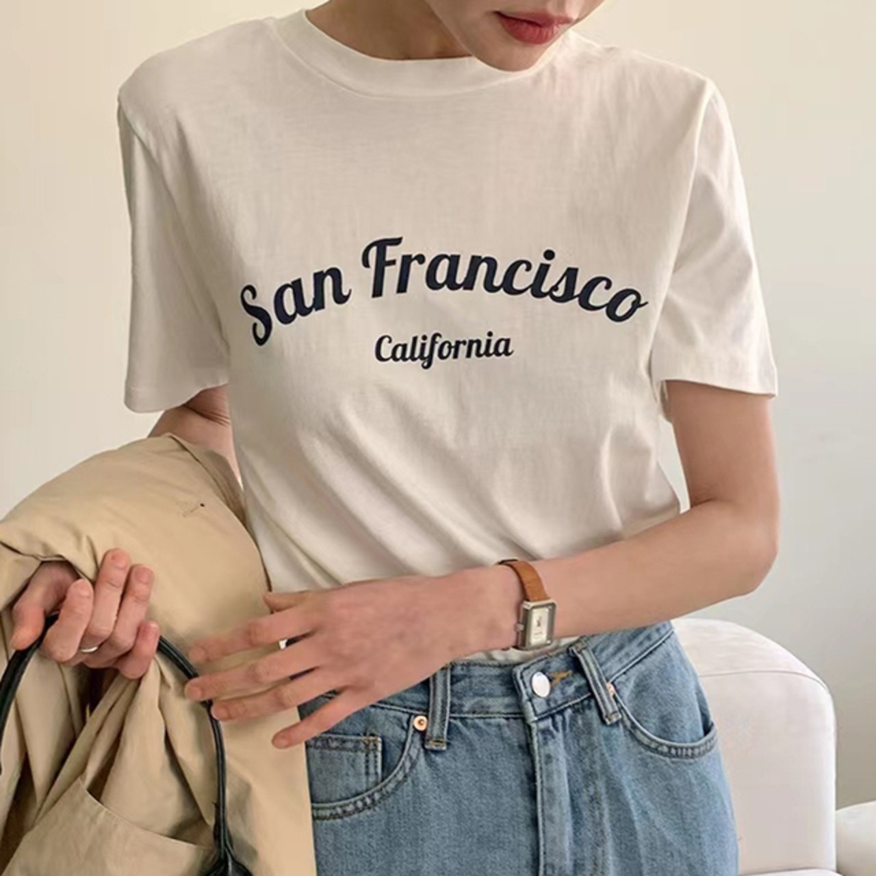 骨格ウェーブ プリントTシャツ