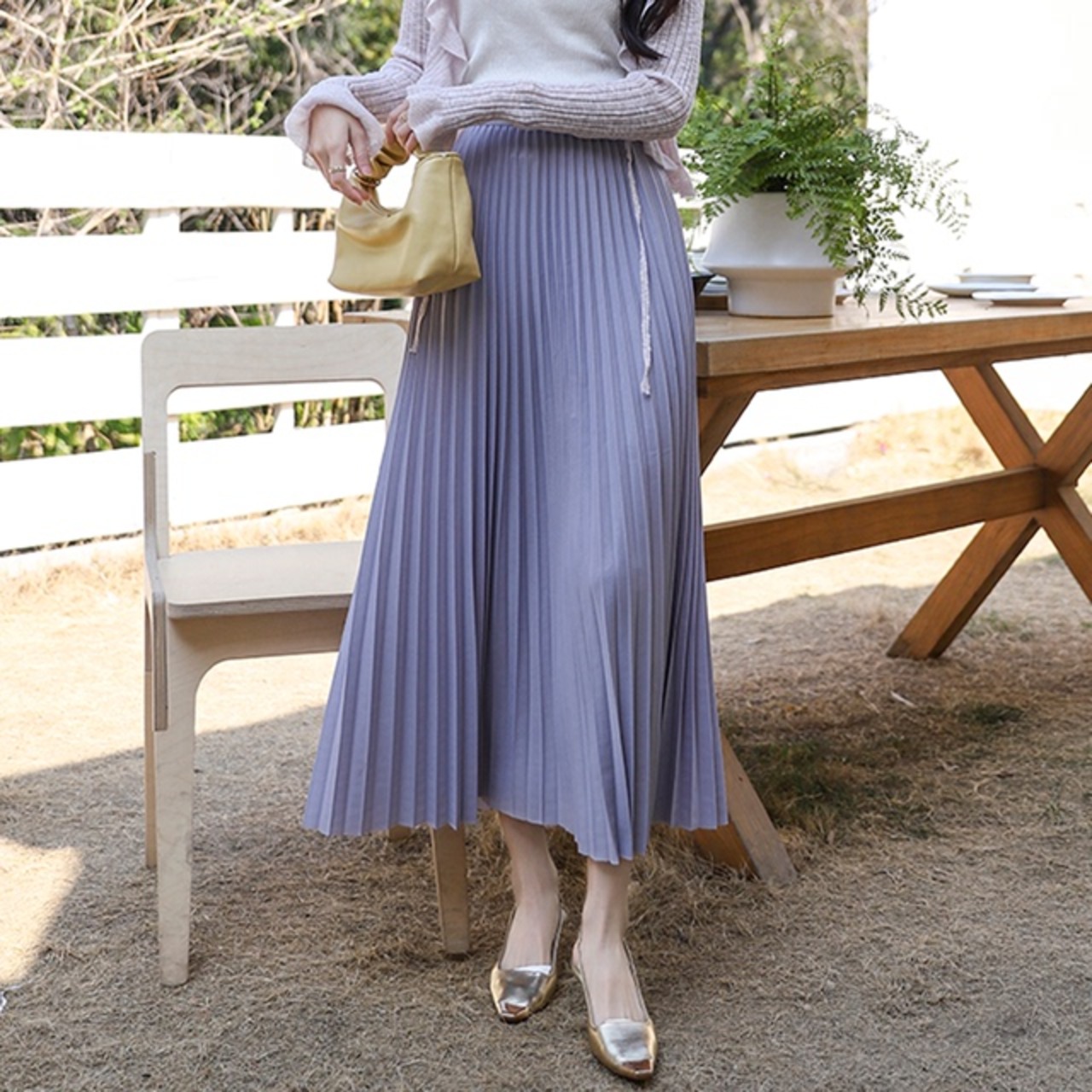骨格ウェーブ プリーツスカート