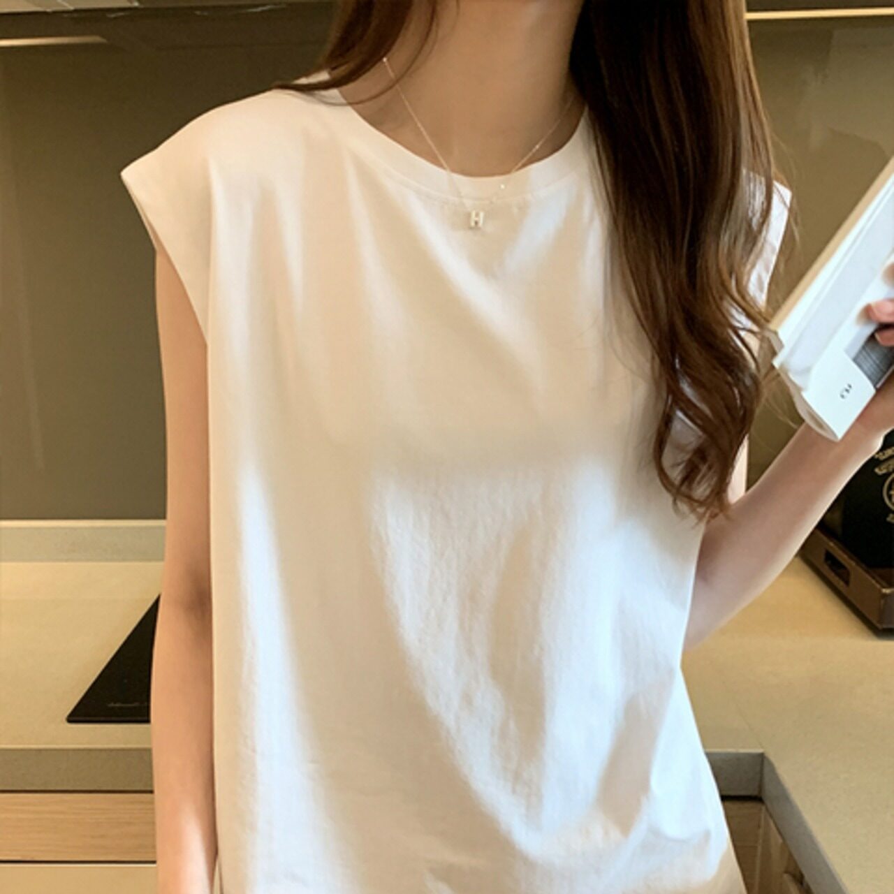 骨格ウェーブ フレンチスリーブTシャツ