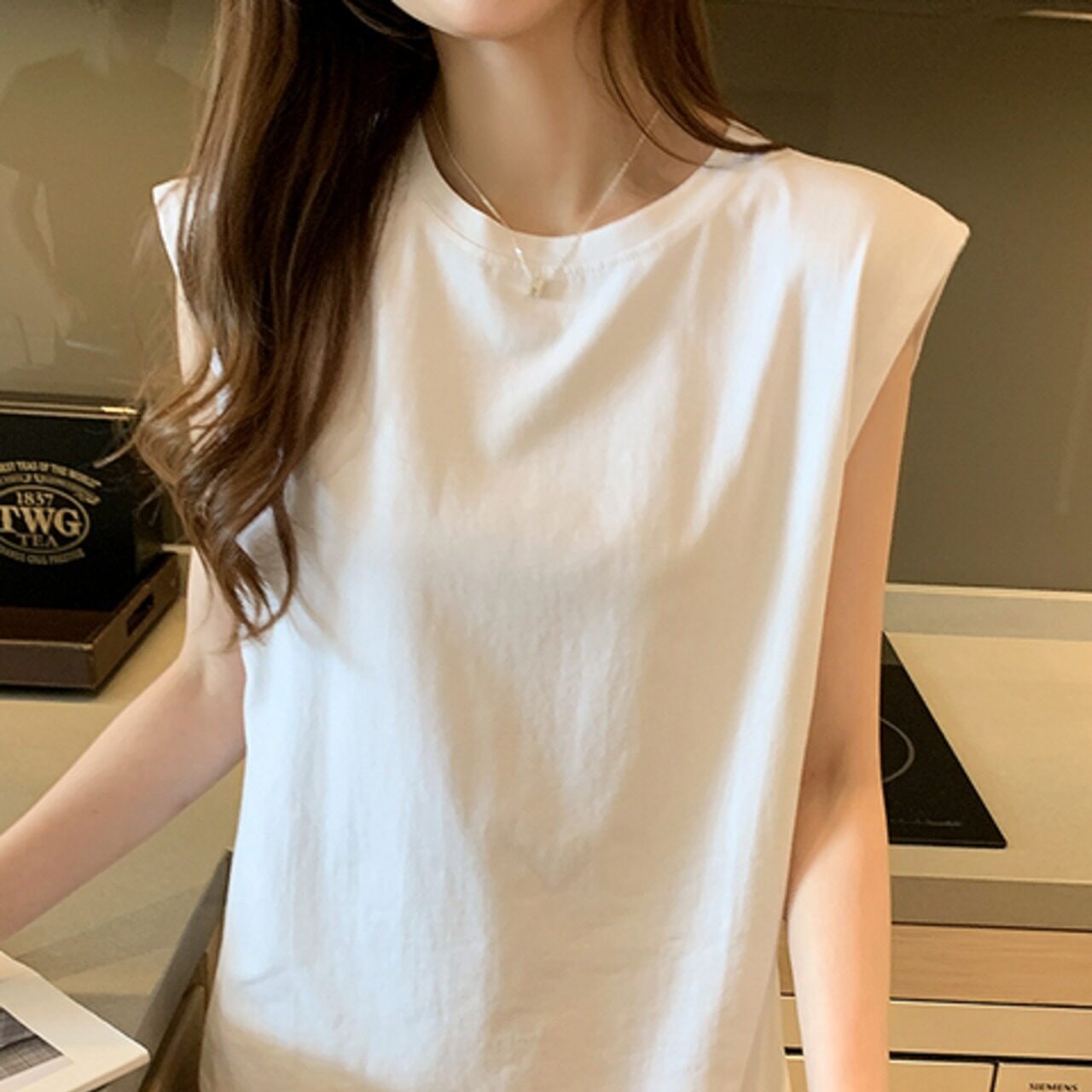 骨格ウェーブ フレンチスリーブTシャツ