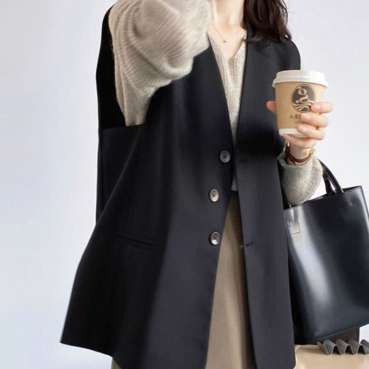 骨格ウェーブ シングルブレストジレ
