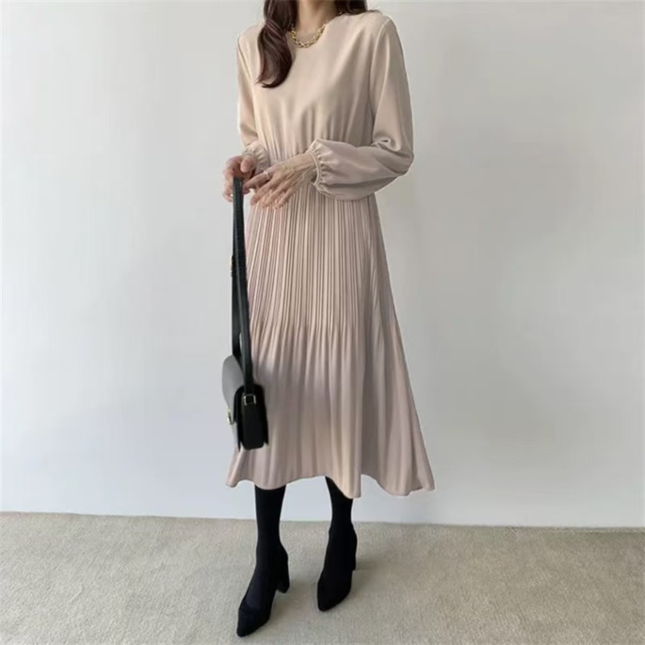 骨格ウェーブ ロングフレアワンピース