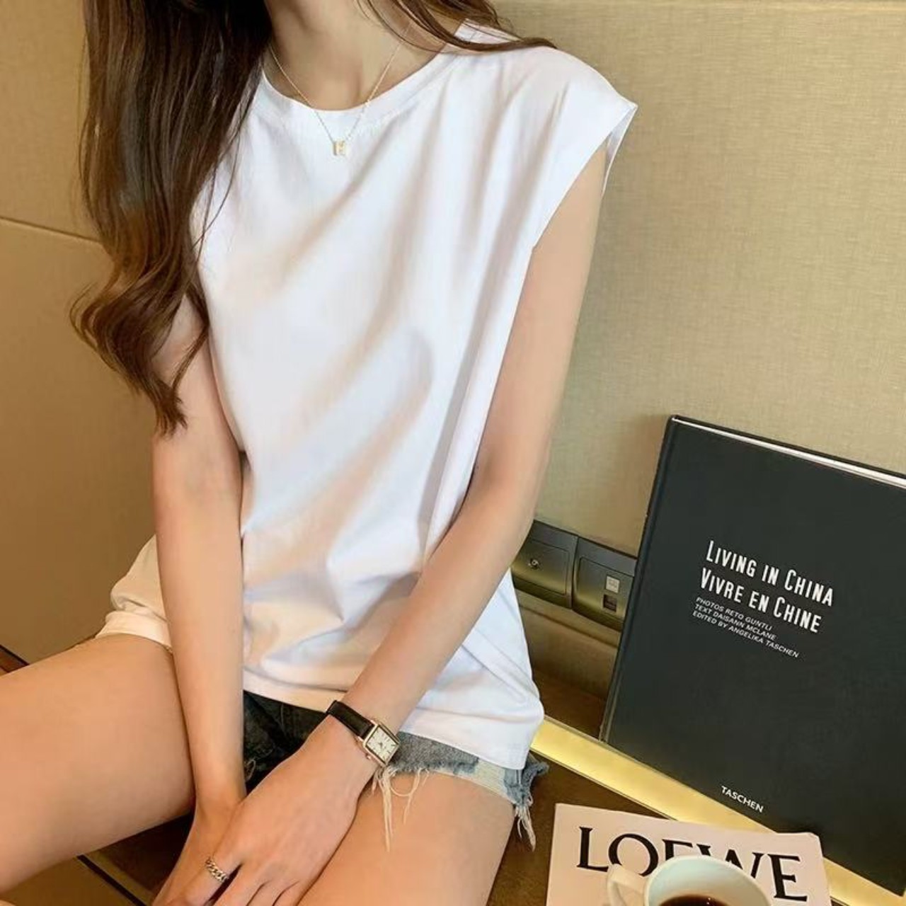 骨格ウェーブ服フレンチスリーブTシャツトップス