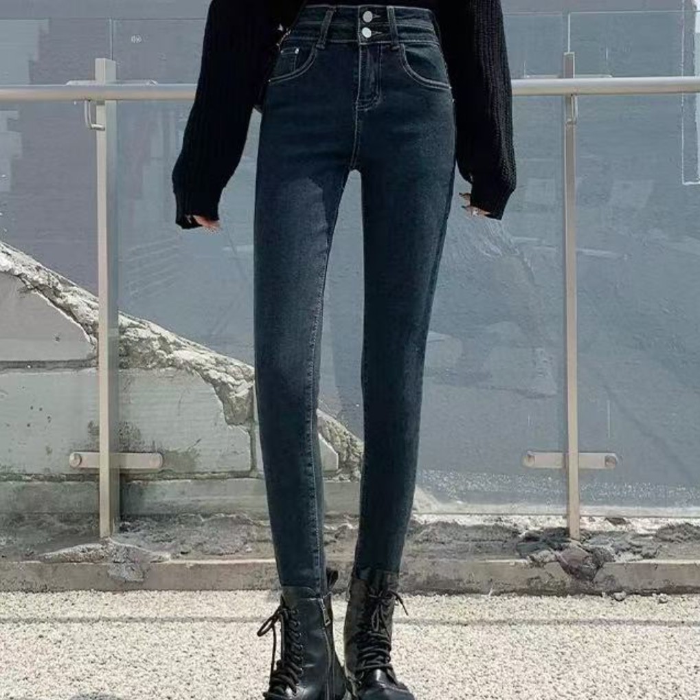 骨格ウェーブ服ハイウエストスキニーパンツ