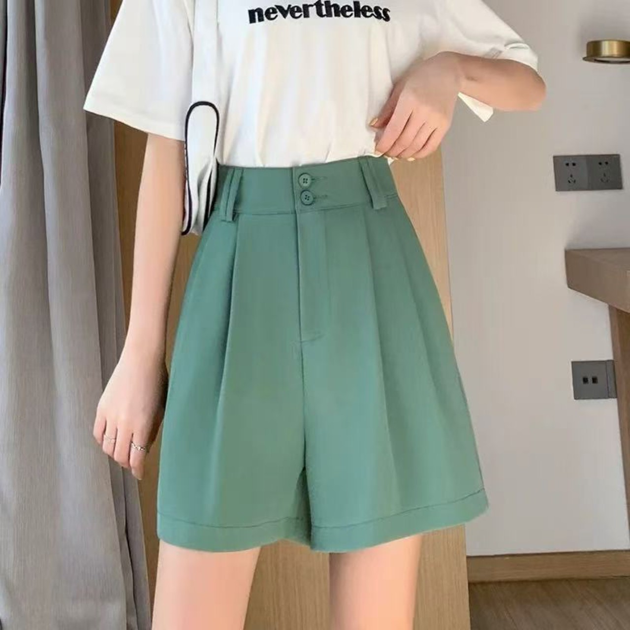骨格ウェーブ服ハイウエストショートパンツ