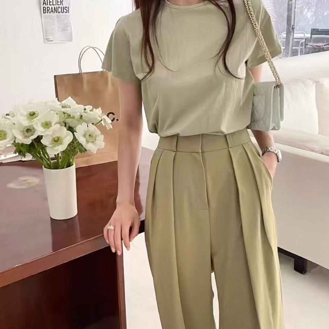 骨格ウェーブ服カラーワイドパンツ