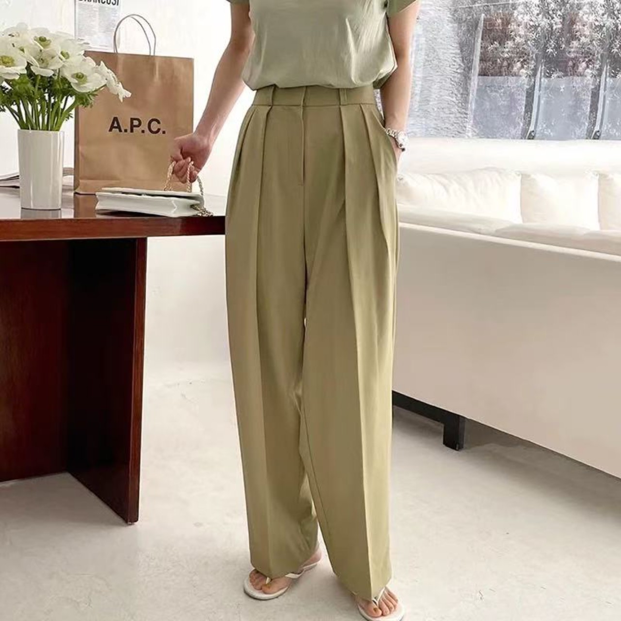 骨格ウェーブ服カラーワイドパンツ