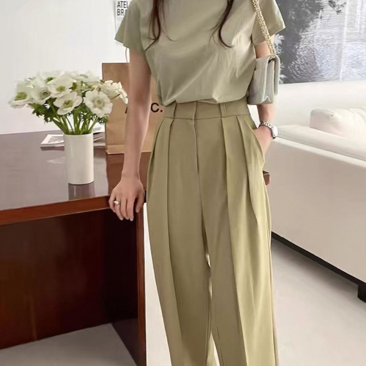 骨格ウェーブ服カラーワイドパンツ