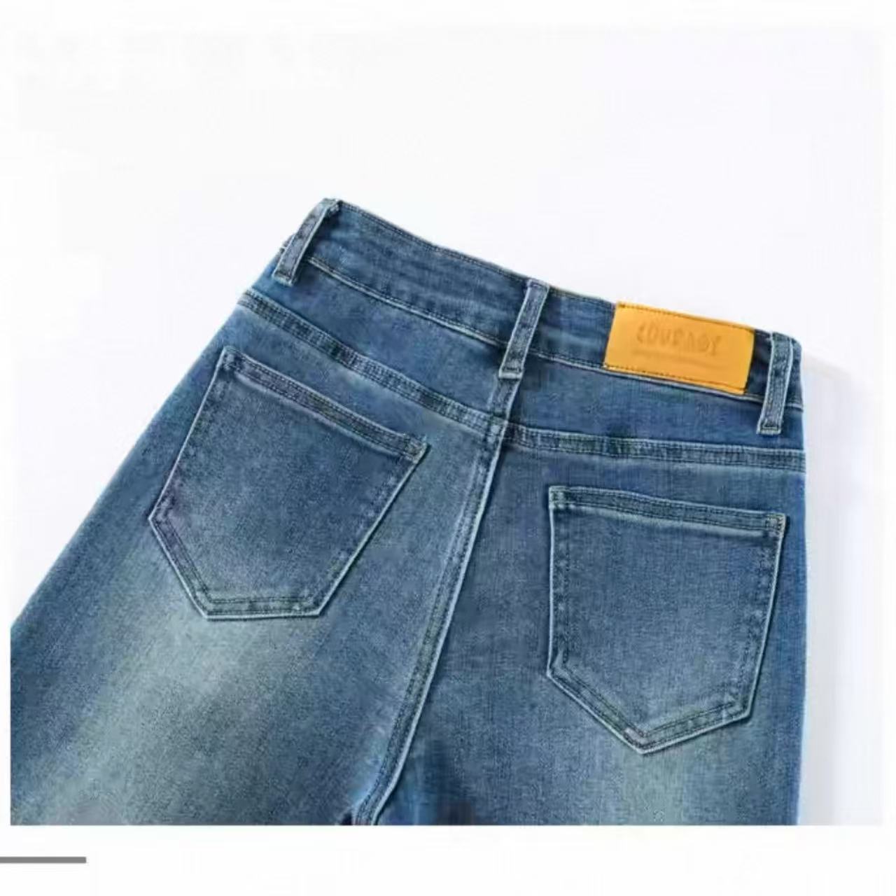 骨格レディースワイドデニムフレアパンツ