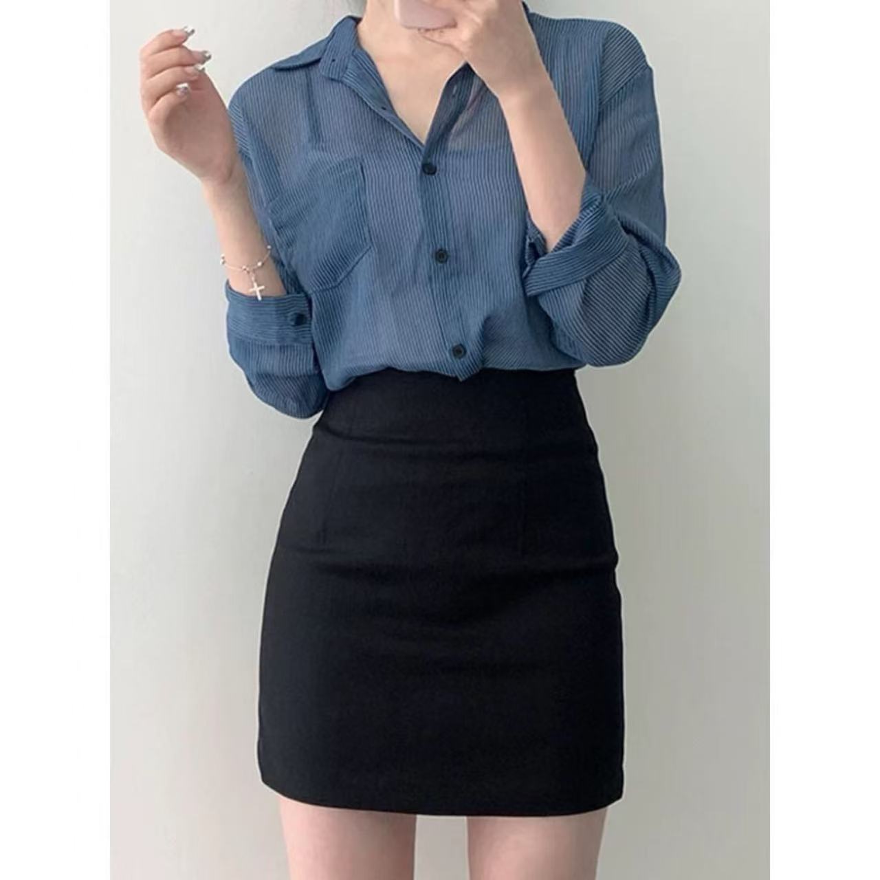 骨格ウェーブ服ハイウエストタイトスカート