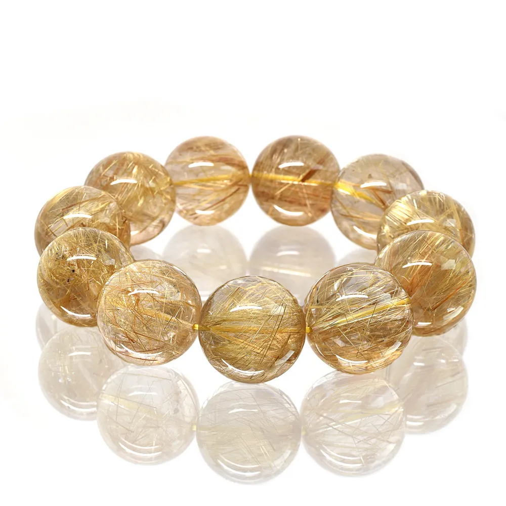 [プレミアム] ゴールドルチルクォーツブレスレット 20.5-22.5mm