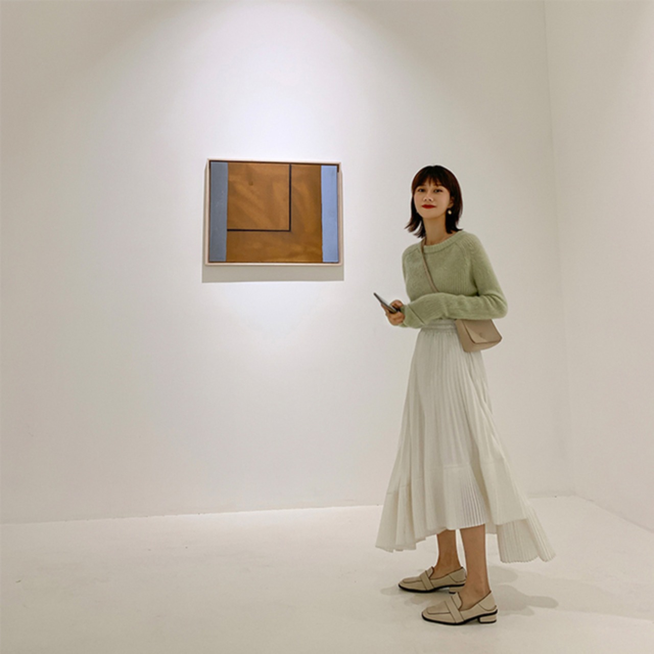 骨格ウェーブ イレギュラープリーツスカート ハイウエスト Aライン フレアデザイン