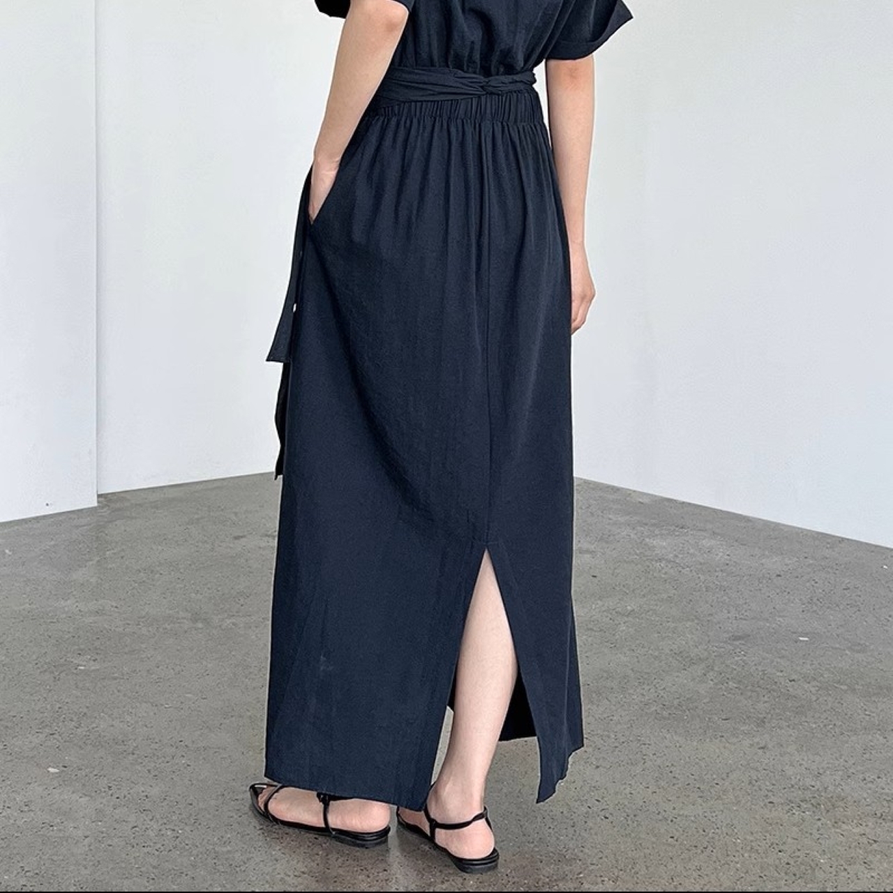 骨格ウェーブ Aライン ロングラップスカート