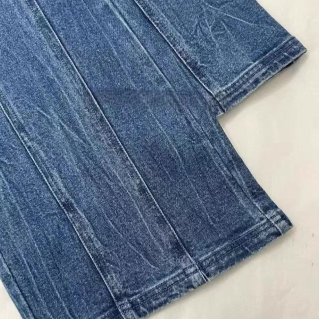 骨格ウェーブ バックリボンデザインハイウエスト デニムパンツ 脚長効果 